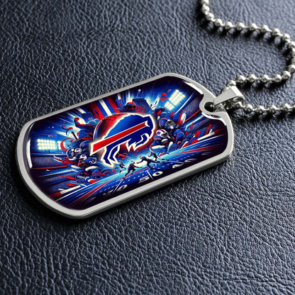 American Football - AFD004 - Buffalo Bills Super Bowl Spirit - NFL Football - American Football Dog Tag - Military Ball Chain - Luxury Dog Tag