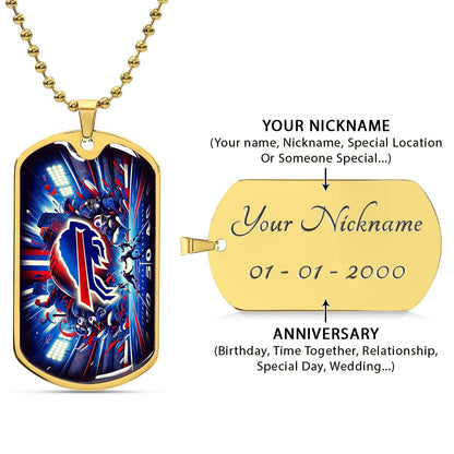 American Football - AFD004 - Buffalo Bills Super Bowl Spirit - NFL Football - American Football Dog Tag - Military Ball Chain - Luxury Dog Tag