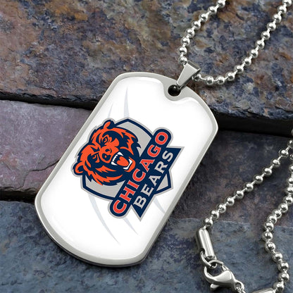 American Football - AFD005 - Chicago Bears - American Football Dog Tag - Military Ball Chain - Luxury Dog Tag