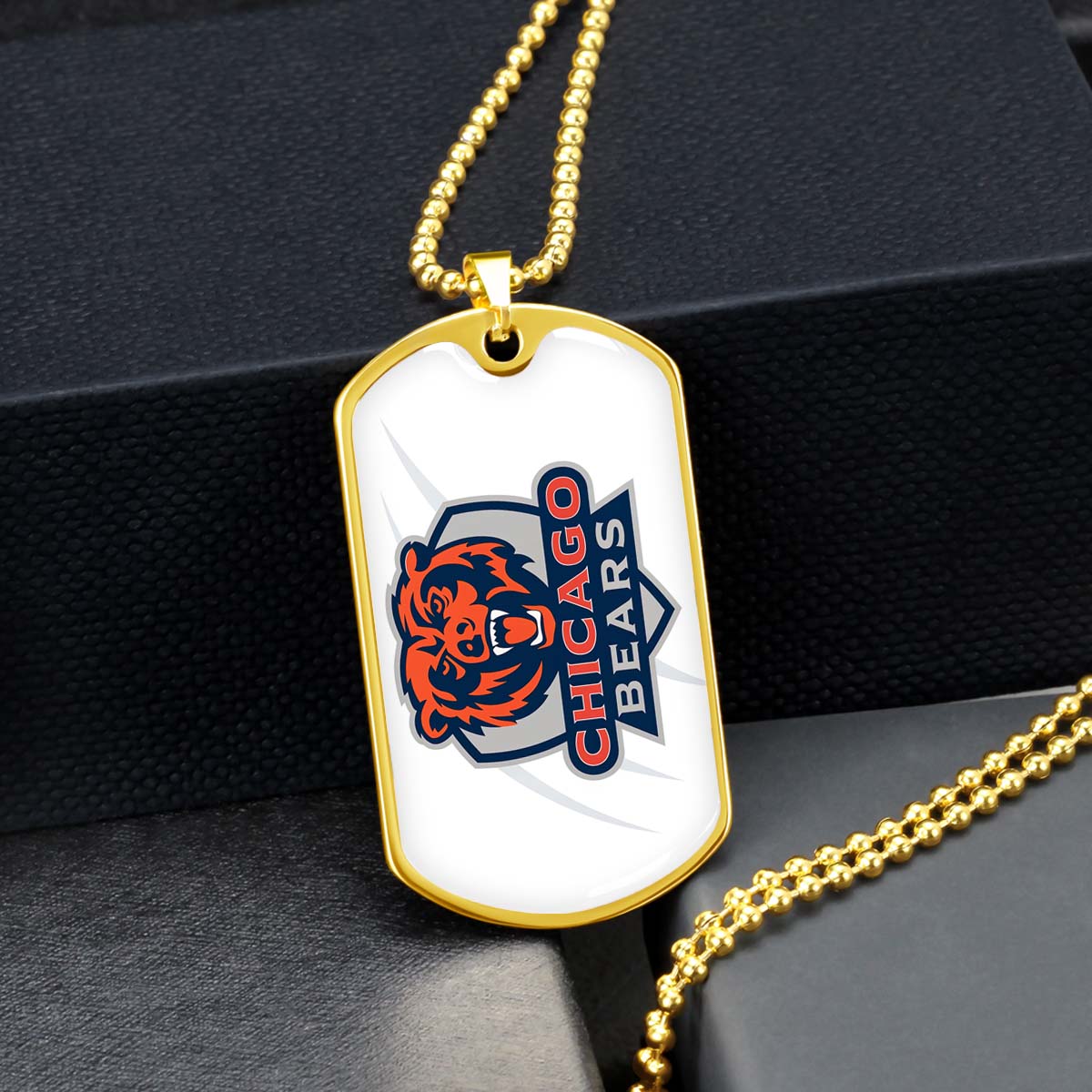 American Football - AFD005 - Chicago Bears - American Football Dog Tag - Military Ball Chain - Luxury Dog Tag
