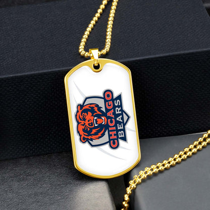 American Football - AFD005 - Chicago Bears - American Football Dog Tag - Military Ball Chain - Luxury Dog Tag