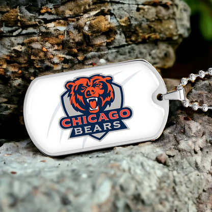 American Football - AFD005 - Chicago Bears - American Football Dog Tag - Military Ball Chain - Luxury Dog Tag