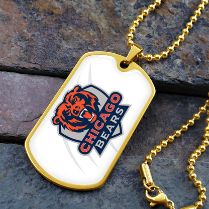 American Football - AFD005 - Chicago Bears - American Football Dog Tag - Military Ball Chain - Luxury Dog Tag