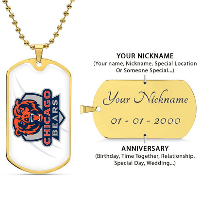 American Football - AFD005 - Chicago Bears - American Football Dog Tag - Military Ball Chain - Luxury Dog Tag