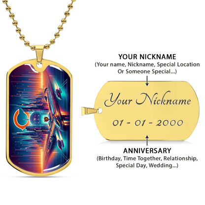 American Football - AFD006 - Chicago Bears Futuristic City - American Football Dog Tag - Military Ball Chain - Luxury Dog Tag
