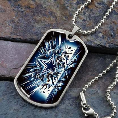 American Football - AFD008 - Dallas Cowboys Football Sports NFL Team - American Football Dog Tag - Military Ball Chain - Luxury Dog Tag