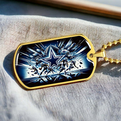 American Football - AFD008 - Dallas Cowboys Football Sports NFL Team - American Football Dog Tag - Military Ball Chain - Luxury Dog Tag