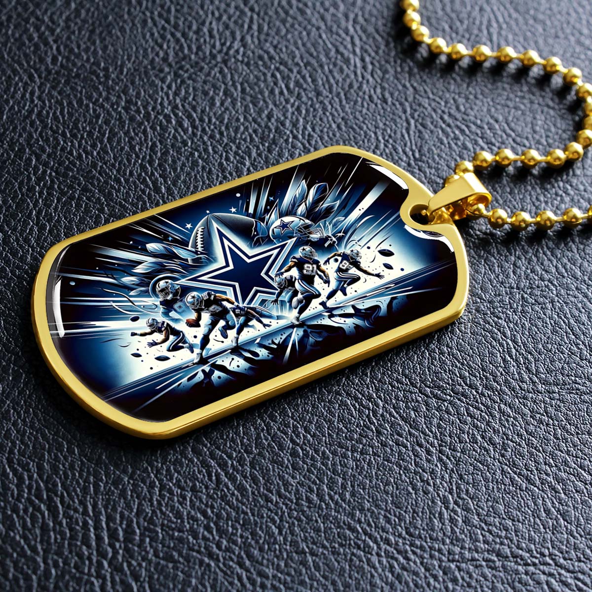 American Football - AFD008 - Dallas Cowboys Football Sports NFL Team - American Football Dog Tag - Military Ball Chain - Luxury Dog Tag