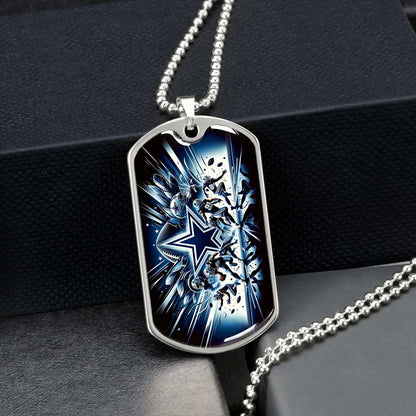 American Football - AFD008 - Dallas Cowboys Football Sports NFL Team - American Football Dog Tag - Military Ball Chain - Luxury Dog Tag