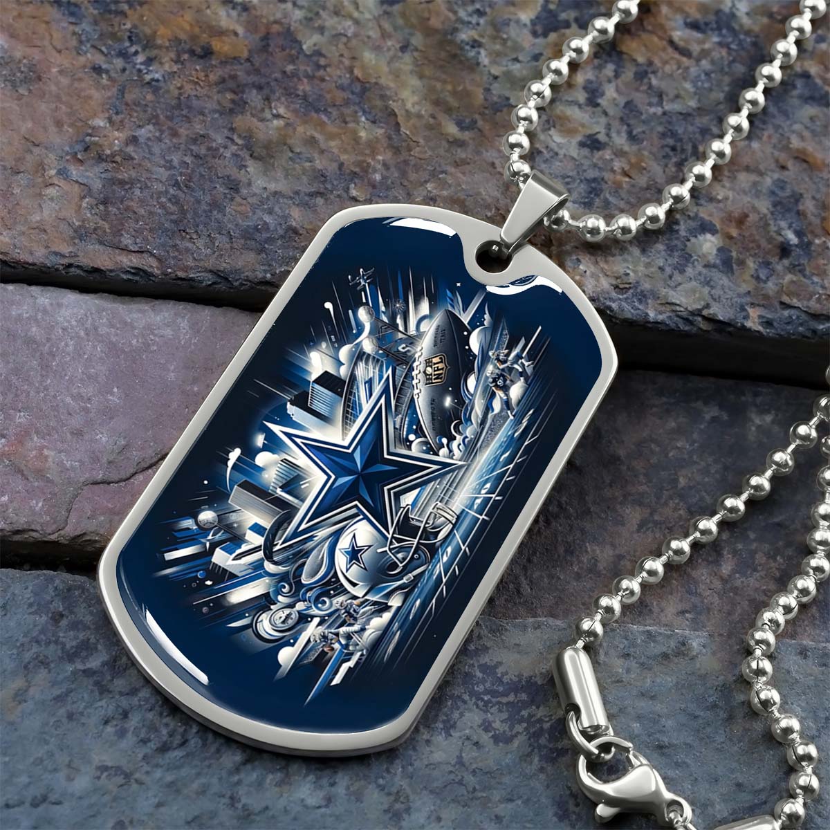American Football - AFD009 - Dallas Cowboys Super Bowl Dreams - American Football Dog Tag - Military Ball Chain - Luxury Dog Tag