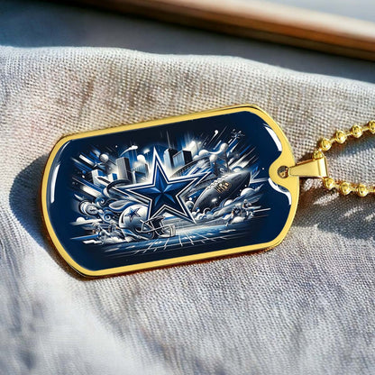 American Football - AFD009 - Dallas Cowboys Super Bowl Dreams - American Football Dog Tag - Military Ball Chain - Luxury Dog Tag