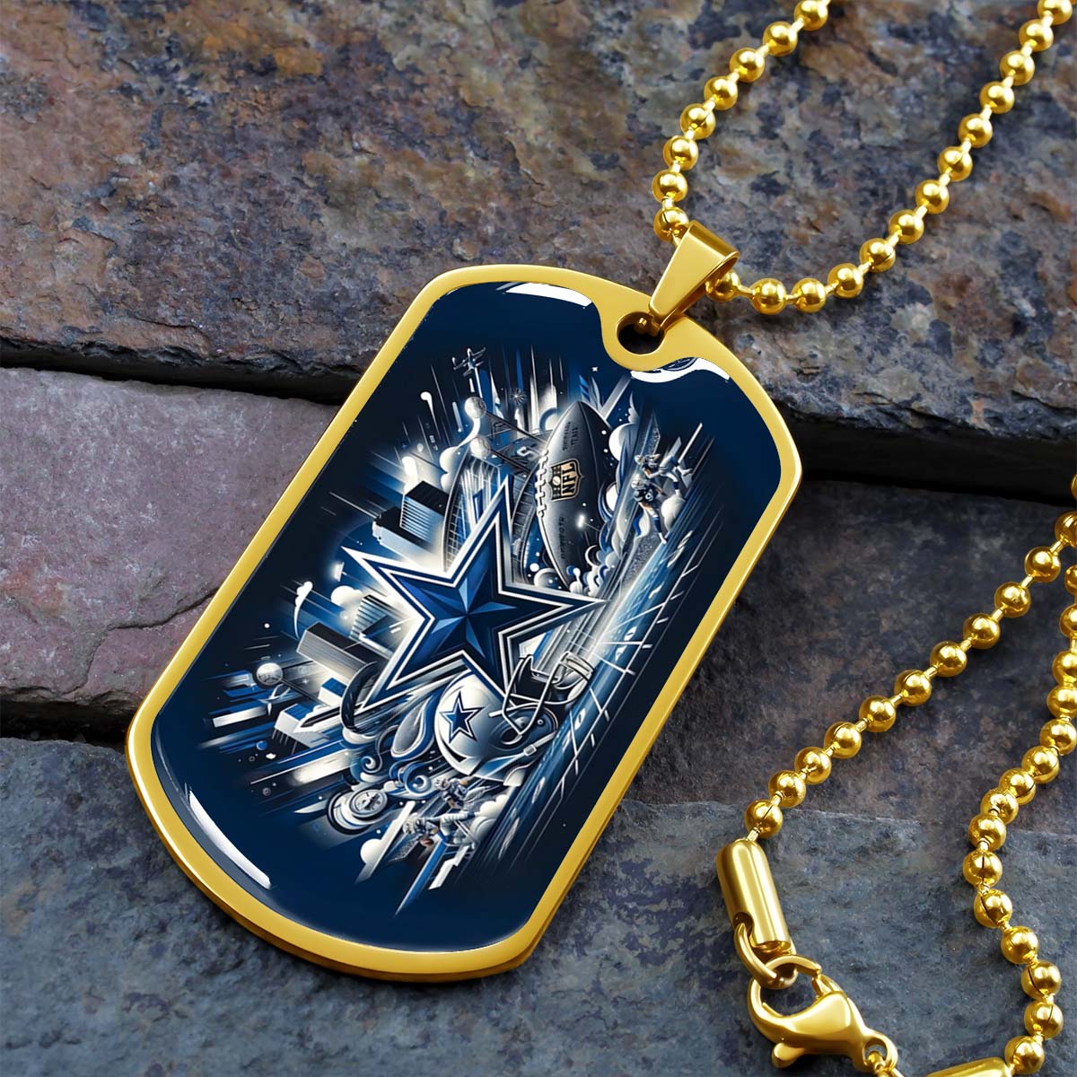American Football - AFD009 - Dallas Cowboys Super Bowl Dreams - American Football Dog Tag - Military Ball Chain - Luxury Dog Tag