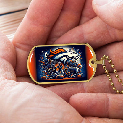 American Football - AFD010 - Denver Broncos NFL Super Bowl - American Football Dog Tag - Military Ball Chain - Luxury Dog Tag