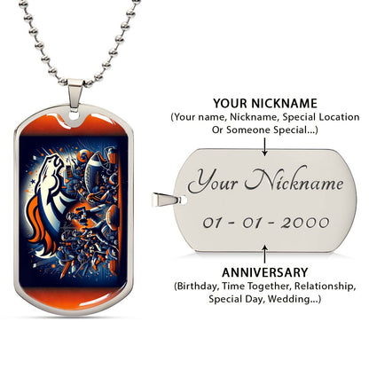 American Football - AFD010 - Denver Broncos NFL Super Bowl - American Football Dog Tag - Military Ball Chain - Luxury Dog Tag