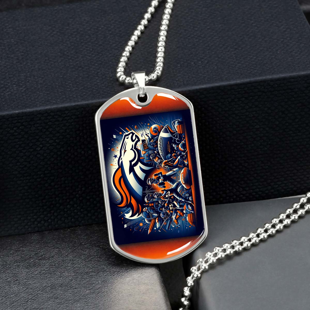 American Football - AFD010 - Denver Broncos NFL Super Bowl - American Football Dog Tag - Military Ball Chain - Luxury Dog Tag