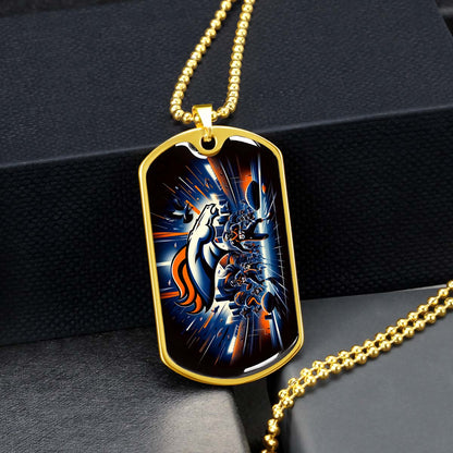 American Football - AFD011 - Denver Broncos NFL Team - American Football Dog Tag - Military Ball Chain - Luxury Dog Tag