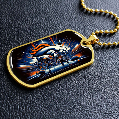 American Football - AFD011 - Denver Broncos NFL Team - American Football Dog Tag - Military Ball Chain - Luxury Dog Tag