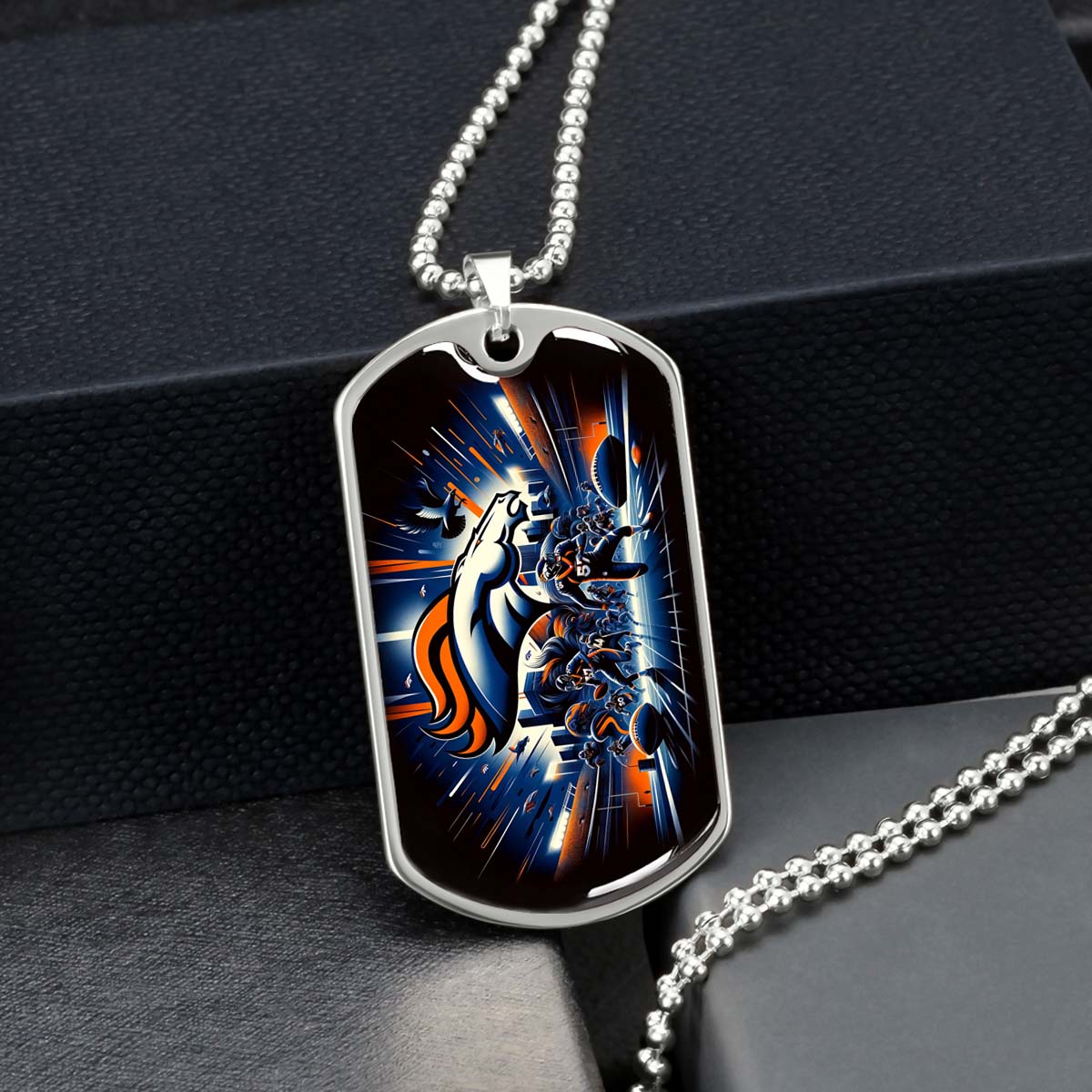 American Football - AFD011 - Denver Broncos NFL Team - American Football Dog Tag - Military Ball Chain - Luxury Dog Tag