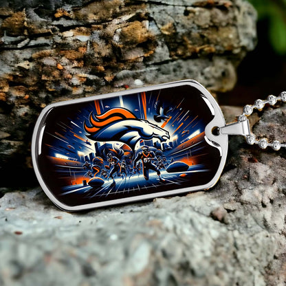 American Football - AFD011 - Denver Broncos NFL Team - American Football Dog Tag - Military Ball Chain - Luxury Dog Tag