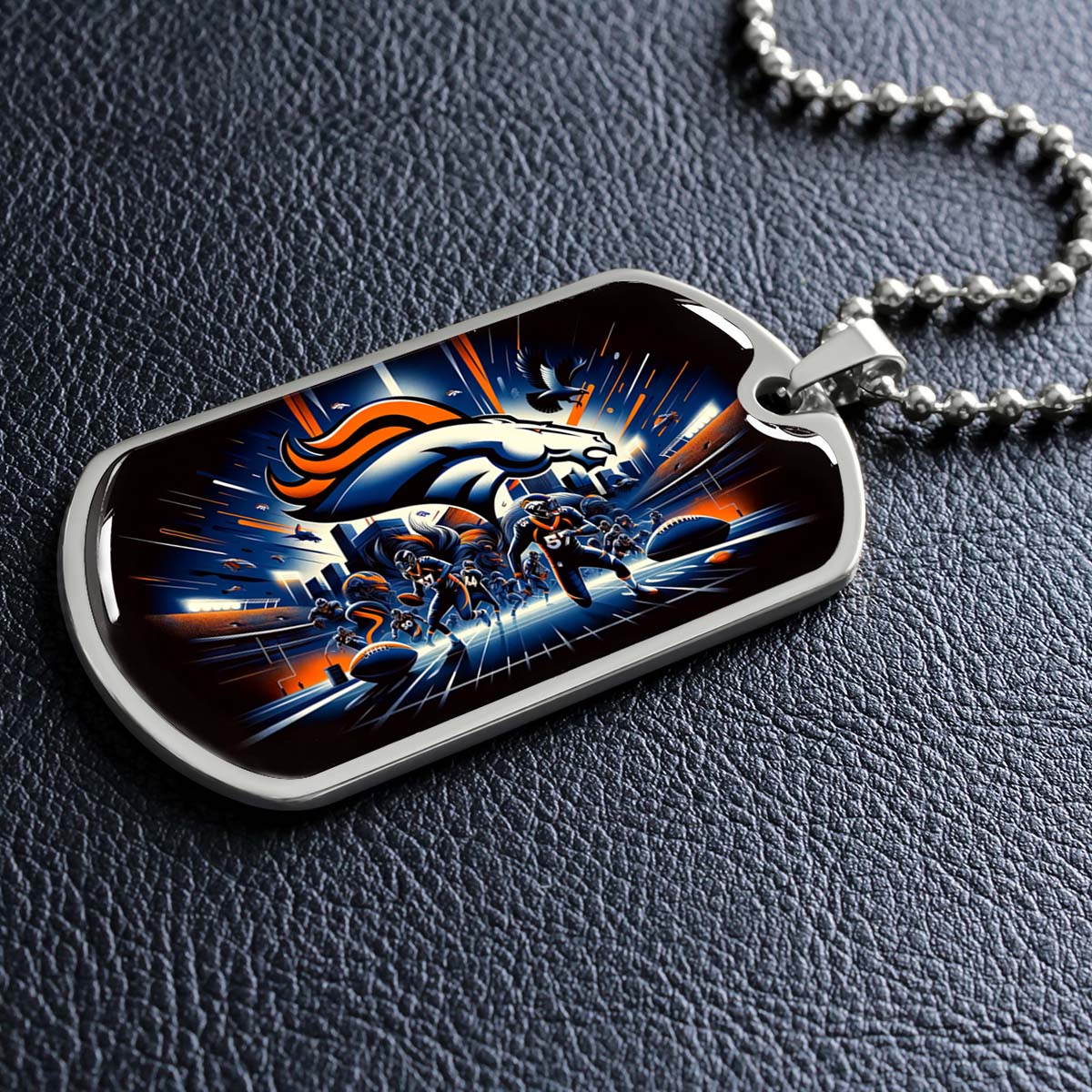 American Football - AFD011 - Denver Broncos NFL Team - American Football Dog Tag - Military Ball Chain - Luxury Dog Tag