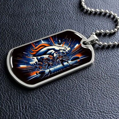 American Football - AFD011 - Denver Broncos NFL Team - American Football Dog Tag - Military Ball Chain - Luxury Dog Tag