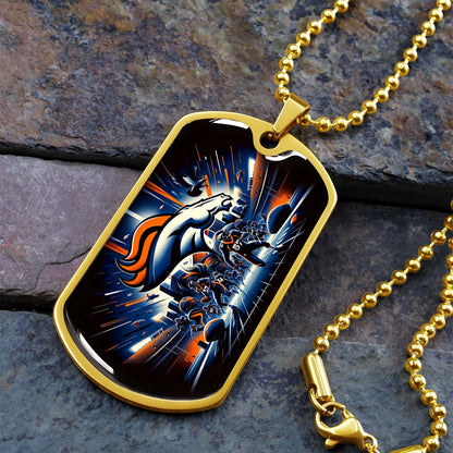 American Football - AFD011 - Denver Broncos NFL Team - American Football Dog Tag - Military Ball Chain - Luxury Dog Tag