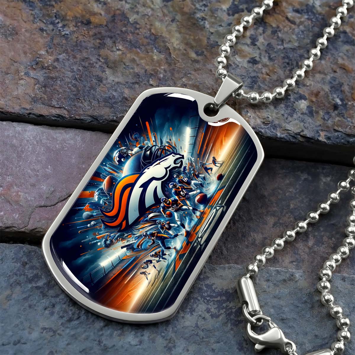 American Football - AFD012 - Denver Broncos Super Bowl NFL Team - American Football Dog Tag - Military Ball Chain - Luxury Dog Tag