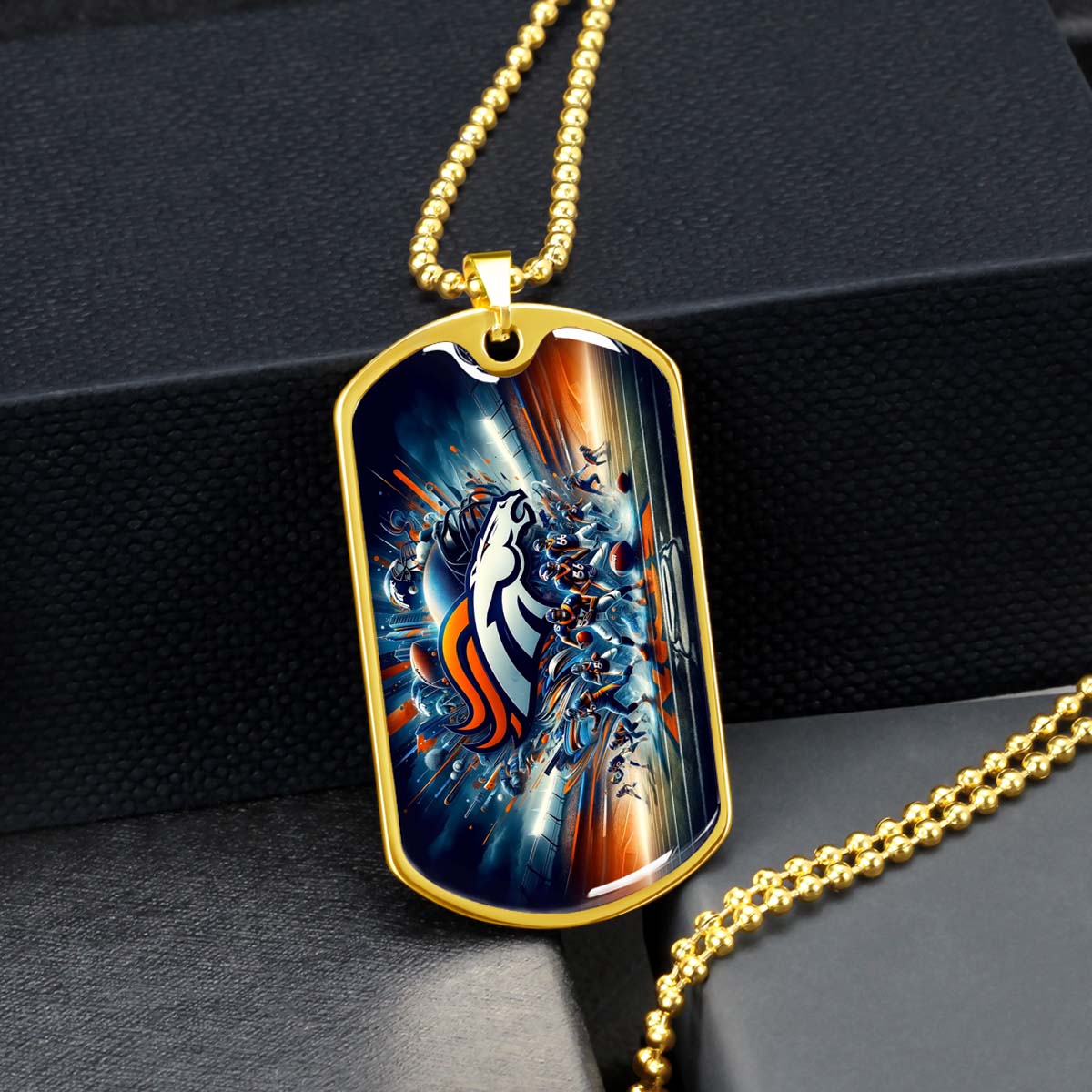 American Football - AFD012 - Denver Broncos Super Bowl NFL Team - American Football Dog Tag - Military Ball Chain - Luxury Dog Tag