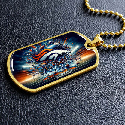 American Football - AFD012 - Denver Broncos Super Bowl NFL Team - American Football Dog Tag - Military Ball Chain - Luxury Dog Tag