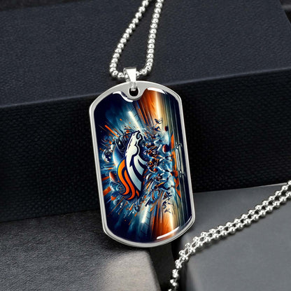 American Football - AFD012 - Denver Broncos Super Bowl NFL Team - American Football Dog Tag - Military Ball Chain - Luxury Dog Tag