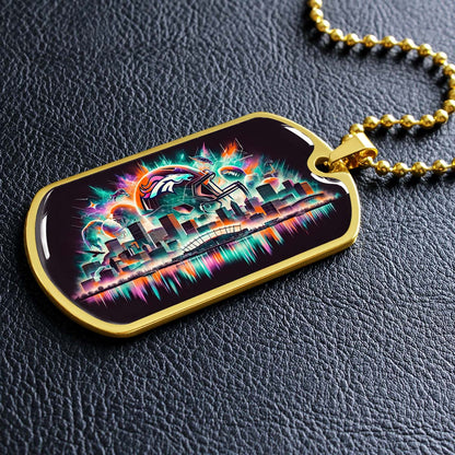 American Football - AFD013 - Denver Broncos - American Football Dog Tag - Military Ball Chain - Luxury Dog Tag