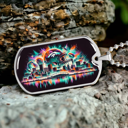 American Football Dog Tag Necklace - AFD013 - Denver Broncos - NFL Teams - Military Ball Chain