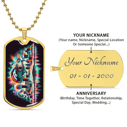 American Football Dog Tag Necklace - AFD013 - Denver Broncos - NFL Teams - Military Ball Chain