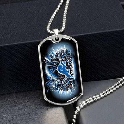 American Football - AFD014 - Detroit Lions NFL Football Team - American Football Dog Tag - Military Ball Chain - Luxury Dog Tag