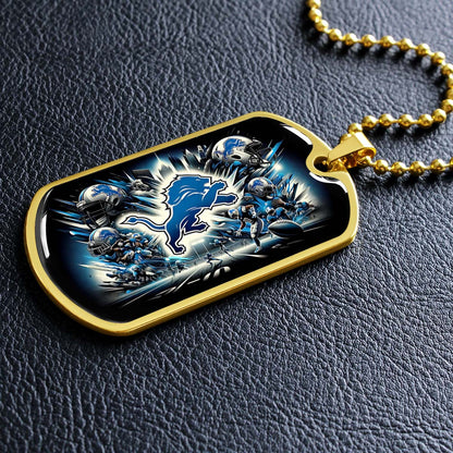 American Football - AFD016 - Detroit Lions NFL Super Bowl - American Football Dog Tag - Military Ball Chain - Luxury Dog Tag