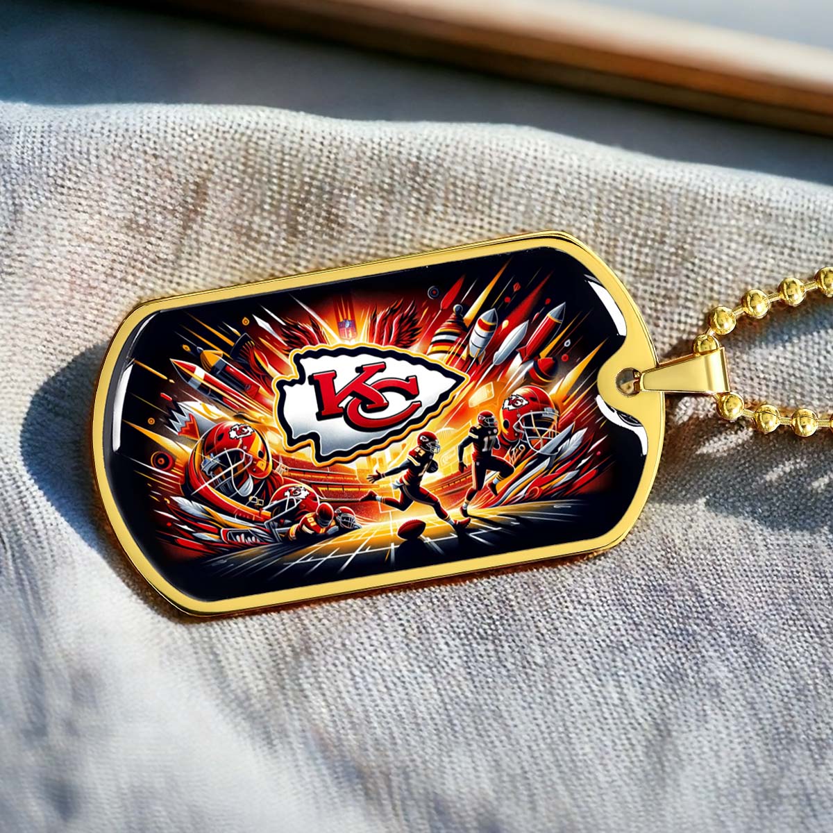 American Football - AFD016 - Detroit Lions NFL Super Bowl - American Football Dog Tag - Military Ball Chain - Luxury Dog Tag (Copy)