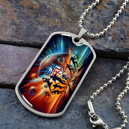 American Football - AFD018 - Dynamic NFL - American Football Dog Tag - Military Ball Chain - Luxury Dog Tag