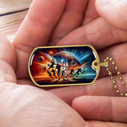 American Football - AFD018 - Dynamic NFL - American Football Dog Tag - Military Ball Chain - Luxury Dog Tag
