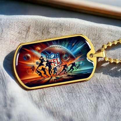 American Football - AFD018 - Dynamic NFL - American Football Dog Tag - Military Ball Chain - Luxury Dog Tag