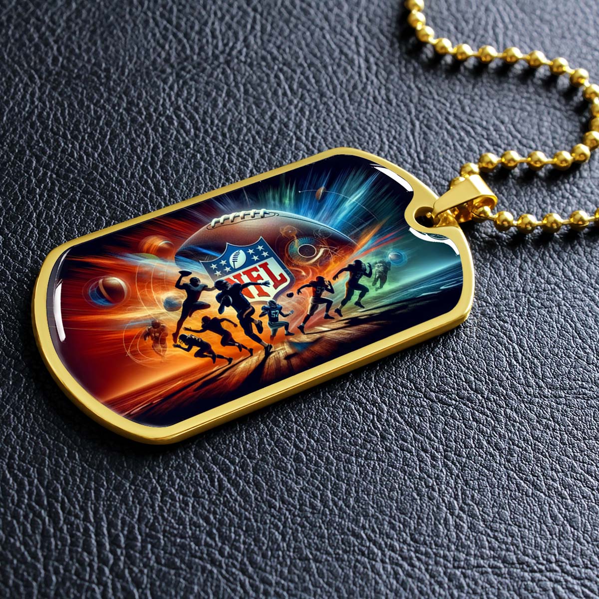 American Football - AFD018 - Dynamic NFL - American Football Dog Tag - Military Ball Chain - Luxury Dog Tag