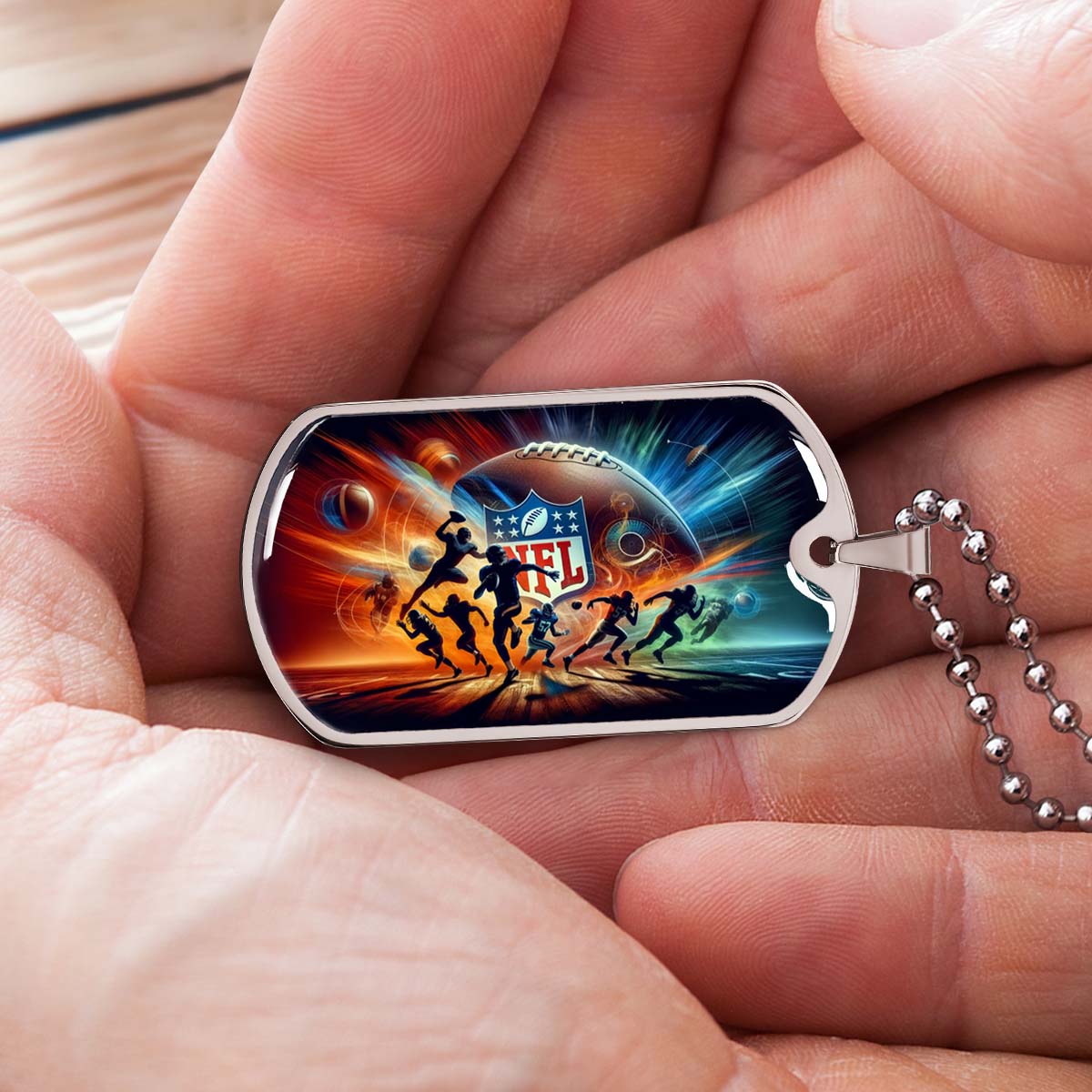 American Football - AFD018 - Dynamic NFL - American Football Dog Tag - Military Ball Chain - Luxury Dog Tag