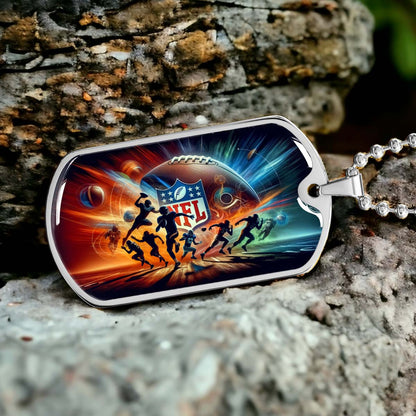 American Football - AFD018 - Dynamic NFL - American Football Dog Tag - Military Ball Chain - Luxury Dog Tag
