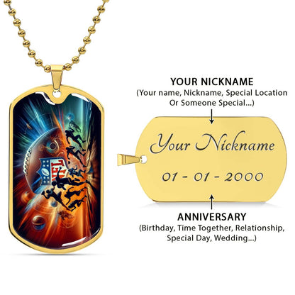 American Football - AFD018 - Dynamic NFL - American Football Dog Tag - Military Ball Chain - Luxury Dog Tag