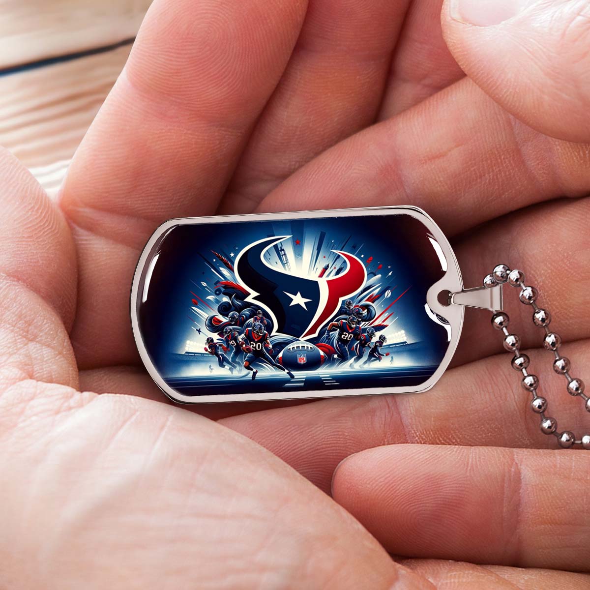 American Football - AFD024 - Houston Texans NFL Football Sports Team - American Football Dog Tag - Military Ball Chain - Luxury Dog Tag