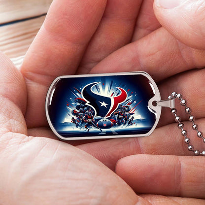 American Football - AFD024 - Houston Texans NFL Football Sports Team - American Football Dog Tag - Military Ball Chain - Luxury Dog Tag