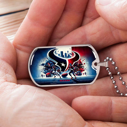 American Football - AFD025 - Houston Texans NFL Super Bowl Spirit - American Football Dog Tag - Military Ball Chain - Luxury Dog Tag