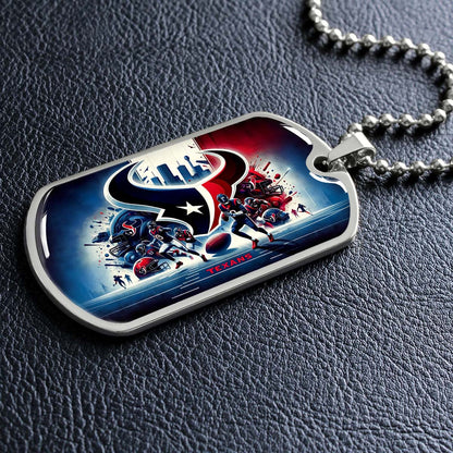 American Football - AFD025 - Houston Texans NFL Super Bowl Spirit - American Football Dog Tag - Military Ball Chain - Luxury Dog Tag