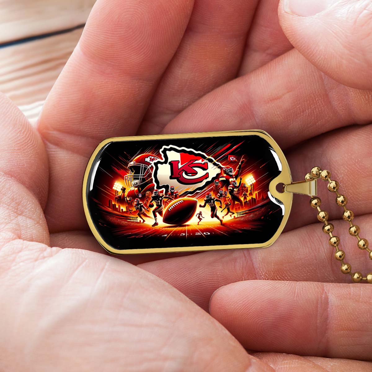 American Football Dog Tag Necklace - AFD026 - Kansas City Chiefs Super Bowl - NFL Teams - Military Ball Chain