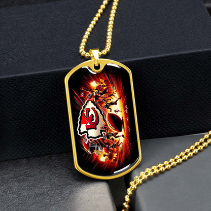 American Football - AFD026 - Kansas City Chiefs Super Bowl NFL Football Sports Team - American Football Dog Tag - Military Ball Chain - Luxury Dog Tag