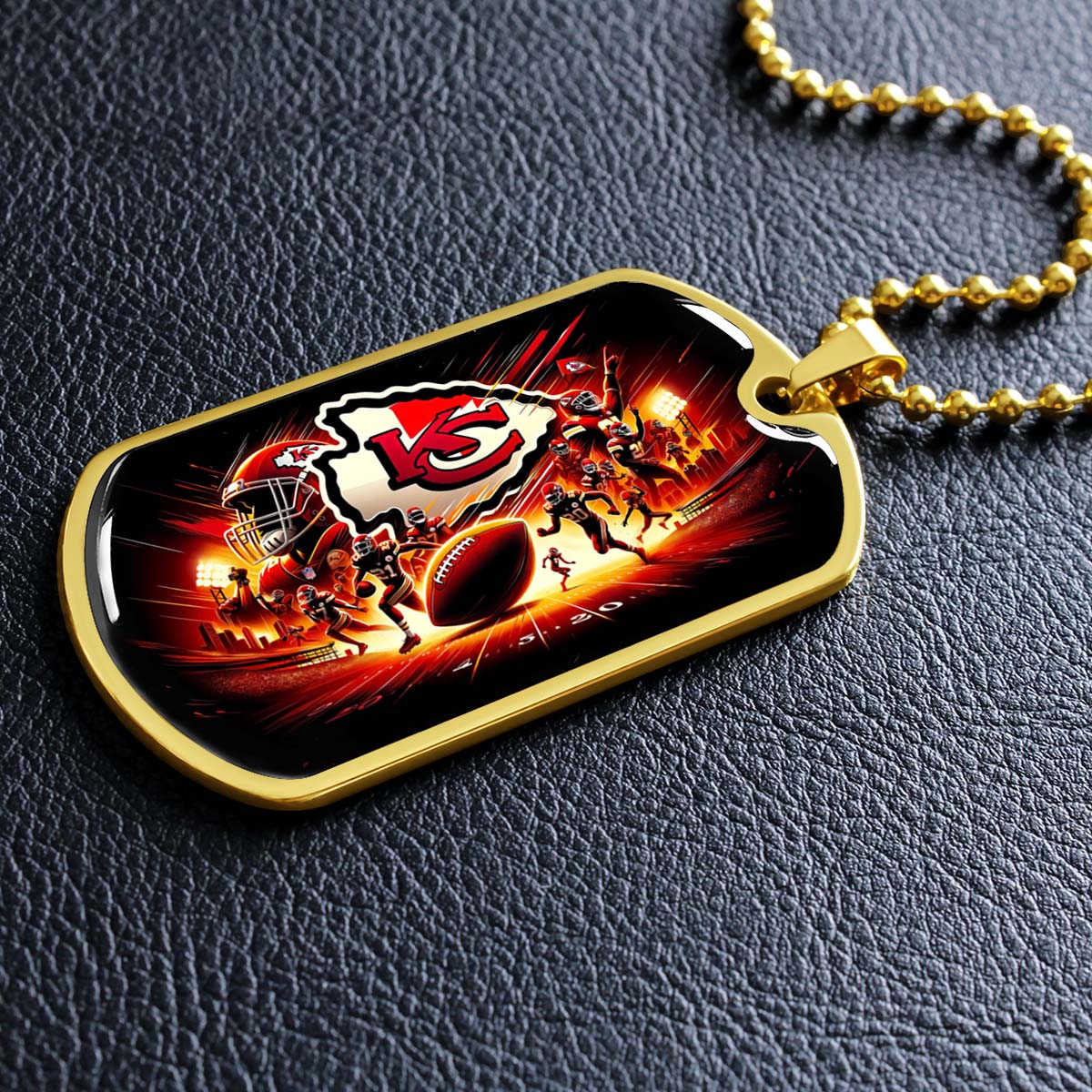 American Football - AFD026 - Kansas City Chiefs Super Bowl NFL Football Sports Team - American Football Dog Tag - Military Ball Chain - Luxury Dog Tag